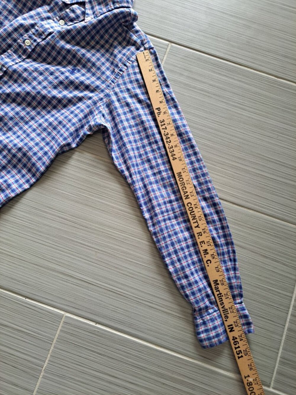 Ralph Lauren Men's Blue Plaid Button-Up Shirt Pony Logo Long Sleeve Small Gusset - Picture 14 of 14